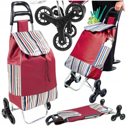 Rode boodschappentrolley met wielen, 35L, waterdicht, opvouwbaar