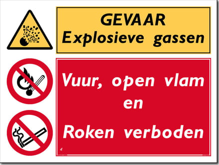 Explosieve gassen bord - Vuur, open vlam en roken verboden - Forex - 30 x 40 cm