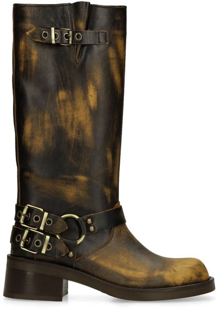 Sacha - Dames - Brownwashed buckle biker boots - Maat 41