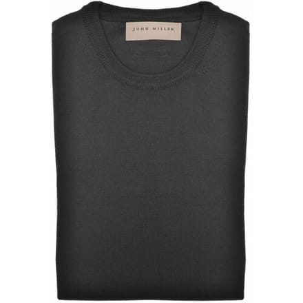John Miller Trui Merino R-Neck Zwart / male