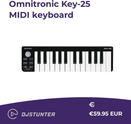 Omnitronic KEY-25 – MIDI Controller – 25 toetsen – Mini – Arpeggiator