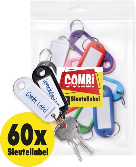 Combi-Label Sleutellabel – Sleutellabels - Sleutelhanger - Sleutelhangers - Naamlabel - 60x
