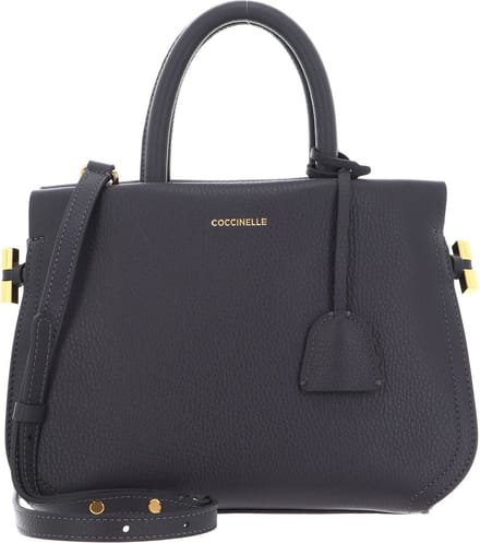 COCCINELLE Leren Handtas Schoudertas Blue Soft Handbag Grained Leather Ardesia Grijs