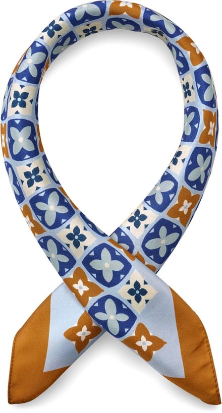 Virtuo | Blauw met bruine zijden halsdoek