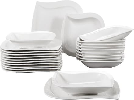 Bolt Edge Serviesset - 12 persoons - 24-delig - Porselein - Wit