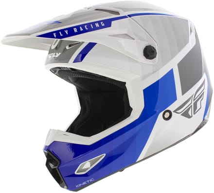 FLY Racing Kinetic Drift Blauw Charcoal Wit Crosshelm - Helm
