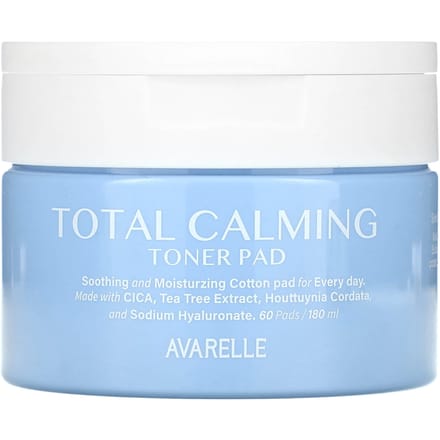 Avarelle, total calming toner pad, 60 sheets, 180ml white