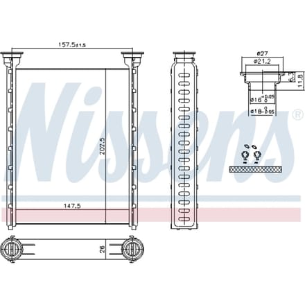 Warmtewisselaar, interieur verwarming NISSENS 707214