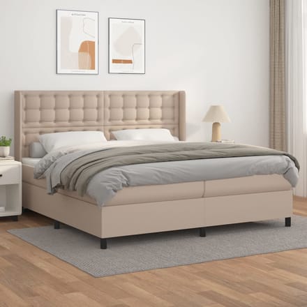 vidaXL - Boxspring - met - matras - kunstleer - cappuccinokleurig - 200x200 - cm