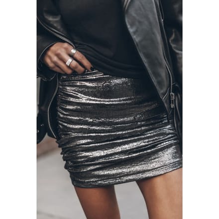Mikuta The Glitter Skirt Silver Maat: S | Mini Rokken Outlet | Dames | Zilver