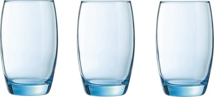 Arcoroc Waterglazen/drinkglazen - 6x stuks - transparant blauw - 350 ml - Glazen