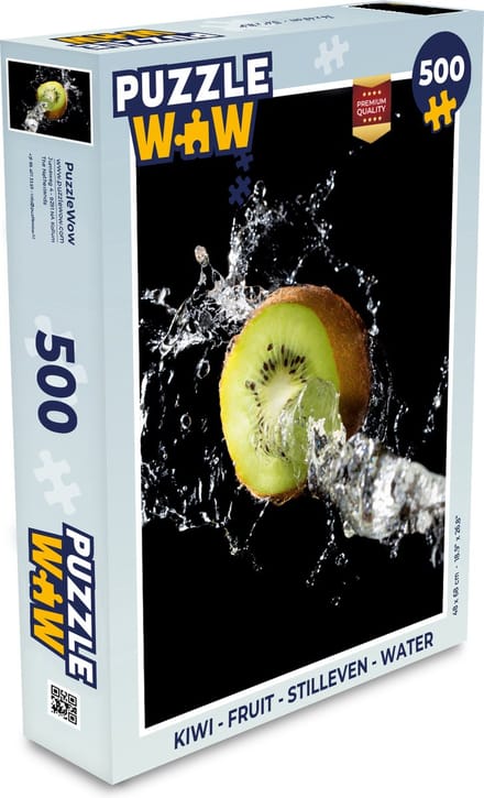 Puzzel Kiwi - Fruit - Stilleven - Water - Zwart - Legpuzzel - Puzzel 500 stukjes