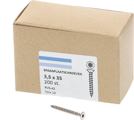 Spaanplaatschroef rvs-a2 pk tx-10 3.5x35 (200