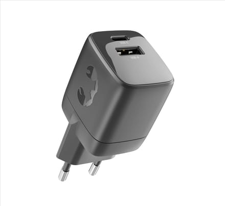 Fresh 'n Rebel Oplader iPhone & Samsung – 30W Adapter USB-C & USB-A (2 poorten) – Compacte Snellader iPhone & Samsung – Storm Grey