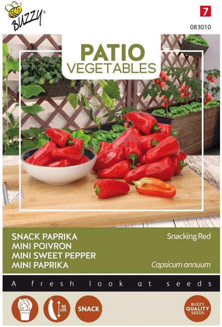 Paprika (Capsicum annuum) - Snacking Red - Patio Vegetables - Moestuin - bloeit in Oktober / Juli / Augustus / September