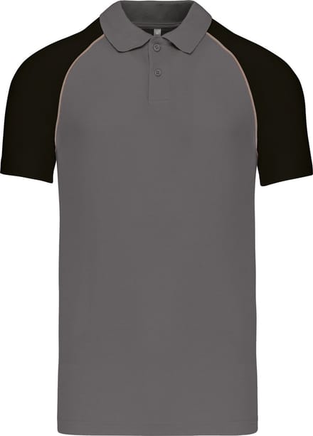 Herenpolo 'Baseball' korte mouwen Slate Grey/Black - L