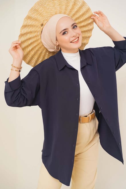 Ontspannen Pasvorm Poplin Shirt met Knopsluiting