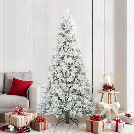 vidaXL - Kunstmatige - Hinged - Kerstboom - met - 300 - LED - Wit - 210 - cm - PE - en - PVC