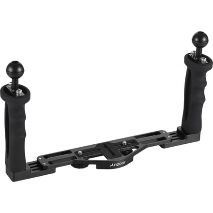 Andoer Camera Duikrig met Dubbele Handgreep Handheld Onderwater Tray Stabilisator Verstelbare Camera zwart