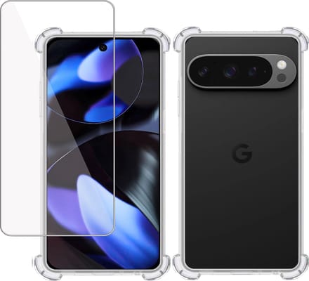 Hoesje + Screenprotector geschikt voor Google Pixel 9 Pro XL – Tempered Glass - Extreme Shock Case Transparant