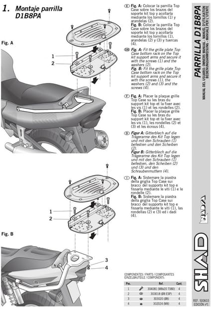 Support de top case Shad pour Moto Suzuki 650 Gsf Bandit S 2005 à 2017 Neuf