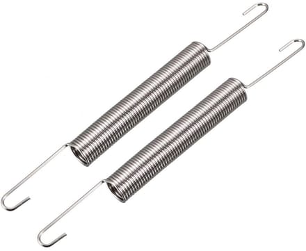 Verlengveer met Dubbele Haak - 1mm Draaddiameter, 10mm Buitendiameter, 60mm Lengte - Veerstaal Set van 2