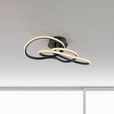 Paul Neuhaus LED plafondlamp TWIST, zwart, lengte 90 cm, metaal, Switchdim en dimbaar