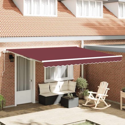 vidaXL - Luifel - handmatig - uittrekbaar - 400x300 - cm - bordeauxrood