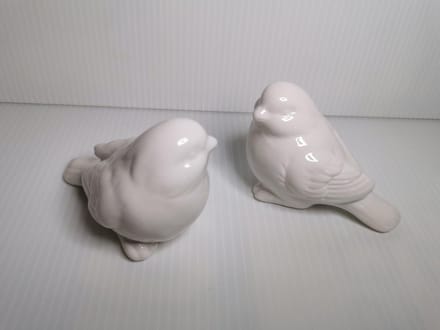 Set van 2x wit beeld vogelje 8x6.5x5cm