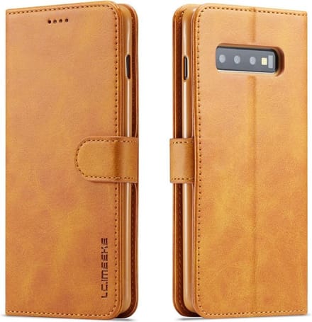 LC.IMEEKE Luxe Book Case - Geschikt voor Samsung Galaxy S10 Hoesje - Bruin