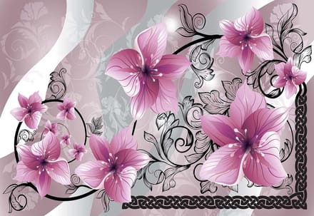Fotobehang Flowers Floral Pattern | XL - 208cm x 146cm | 130g/m2 Vlies