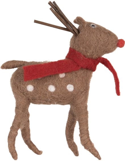 Clayre & Eef Decoratie Beeld Rendier 19 cm Bruin Synthetisch