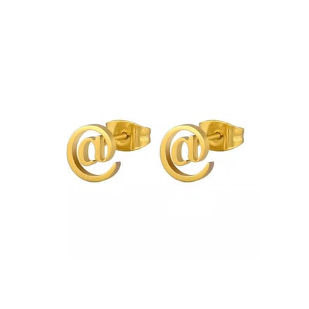 Gading® Oorknopjes - RVS dames Oorknoppen met @- goudkleurig-8mm
