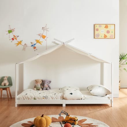 Kinderbed Brome huisbed 90x200 cm wit [en.casa]