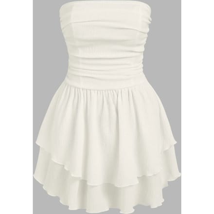 Strapless Textured Ruffle Mini-jurk