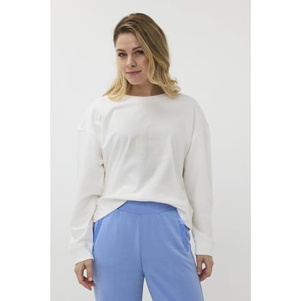 EsQualo Sweater Flock Print “unique Off White Größe: S | Longsleeves Outlet | Damen | Weiß