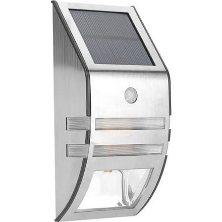 Zonne-energie PIR Bewegingssensor 2 LED Pad Wandlamp Tuin Beveiligingslampen Zilver Puur Wit