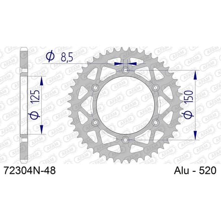 Aluminium tandwiel achter Afam 520 48 dents