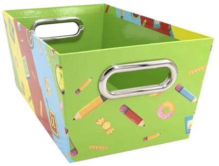 Opbergbak van Stevig Karton met Metaal Handvatten - 28 x 17,8 x 12,7 cm