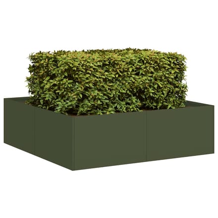 vidaXL - Plantenbak - 100x100x30 - cm - staal - olijfgroen