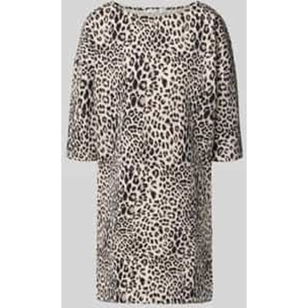 Jurk met effen design en dierenprint