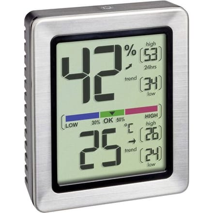 TFA Dostmann EXACTO 30.5047.54.K Thermo- en hygrometer Zilver