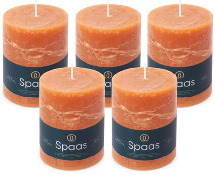 Spaas Rustieke Stompkaarsen - Oranje – 80/110mm - circa 65 uur - 5 kaarsen