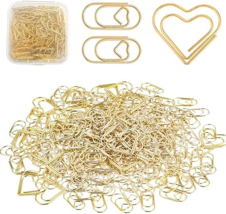 Solidchoice - Set van 200 Hartvormige Paperclips in Goud voor Decoratie