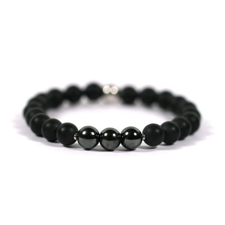 IbizaMen KIDS - jongens - armband - edelsteen - matte onyx - 6mm - 14cm