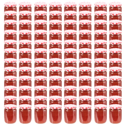 vidaXL - Jampotten - met - wit - met - rode - deksels - 96 - st - 230 - ml - glas