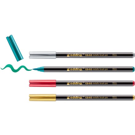 edding 1340/4S Metallic Brush Pen set - metallic stuks 4 stuks - variabel