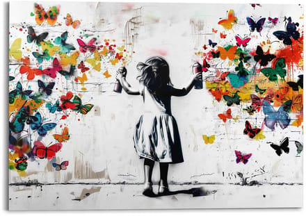 Schilderij Graffiti bloemen - 100 x 140 - Hout - REINDERS