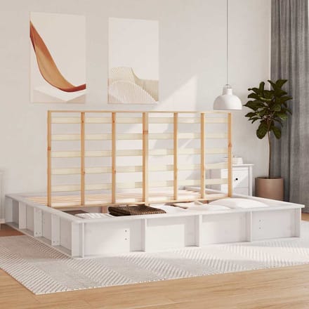 vidaXL - Bedframe - Wit - 180 - x - 200 - cm - Massief - grenenhout