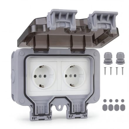 Oneproduct Buitenstopcontact IP66 - Dubbel - Waterdichte Wandcontactdoos
